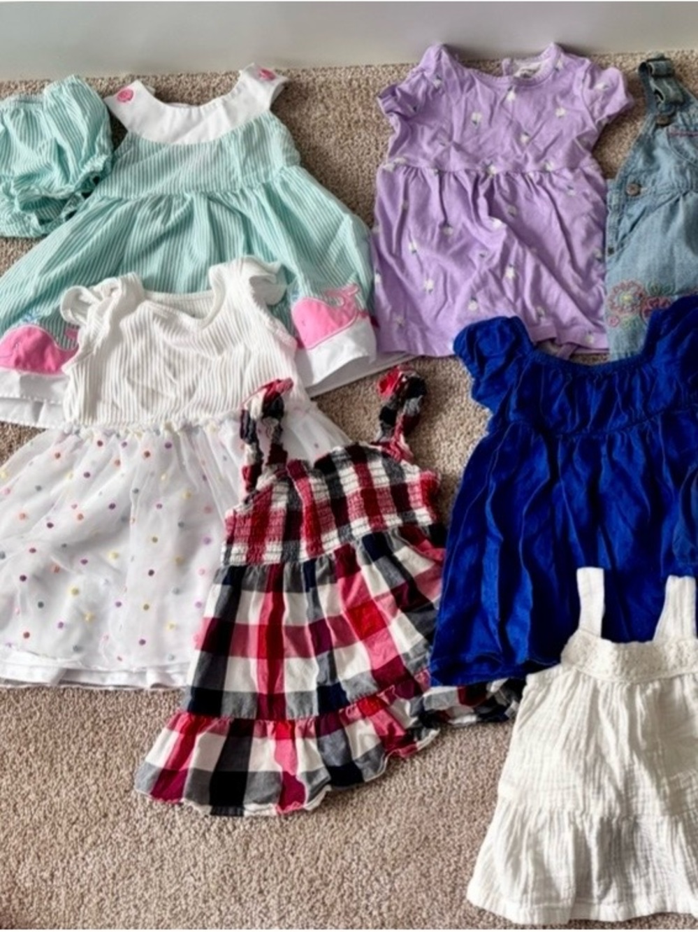 Girls Summer Dresses & Rompers Set- 12-18 Months - 14 items
